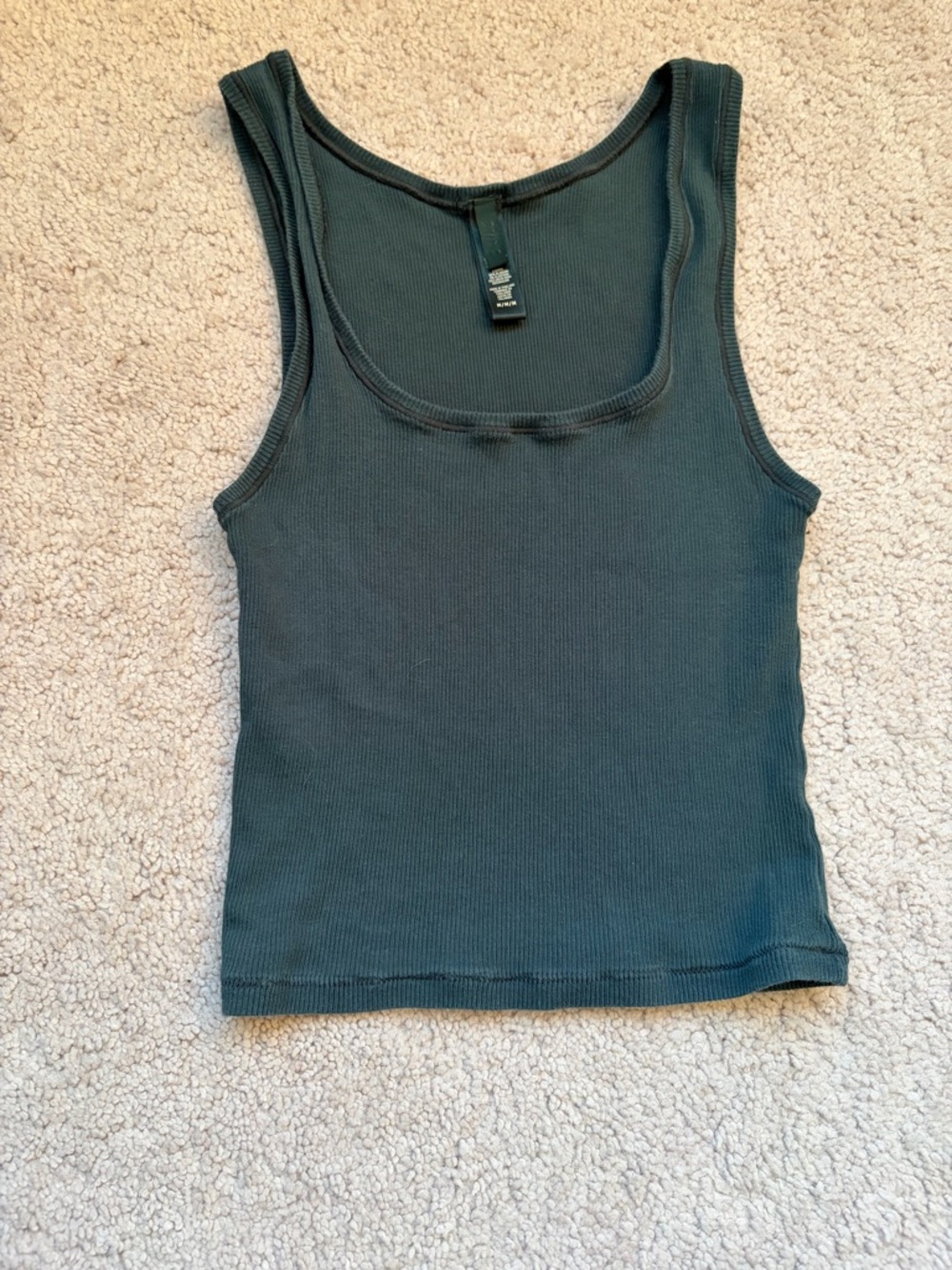 SKIMS Cotton Ribbed Tank Top in limited edition Spruce Green